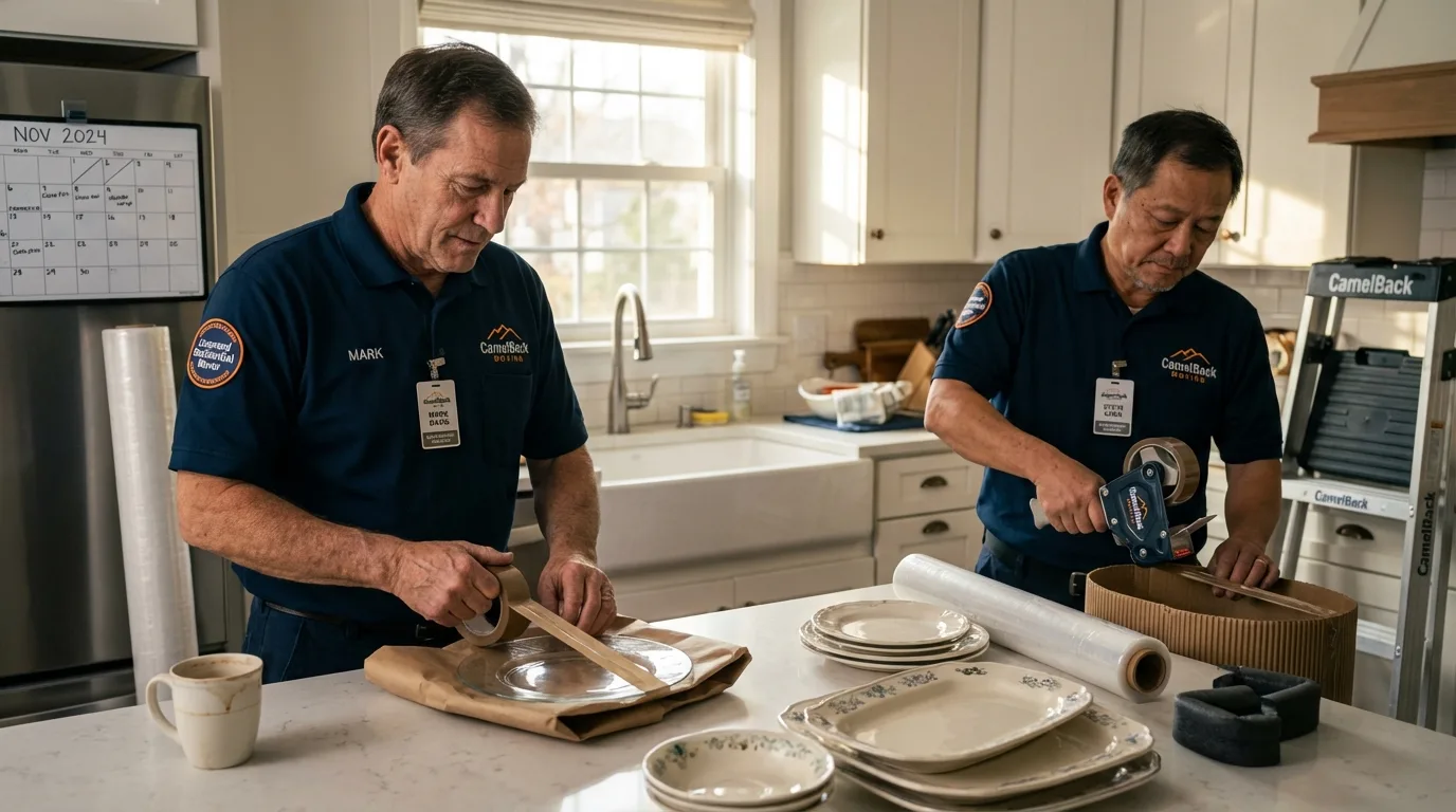 Professional crew packing kitchen dishware in Cranbury, NJ